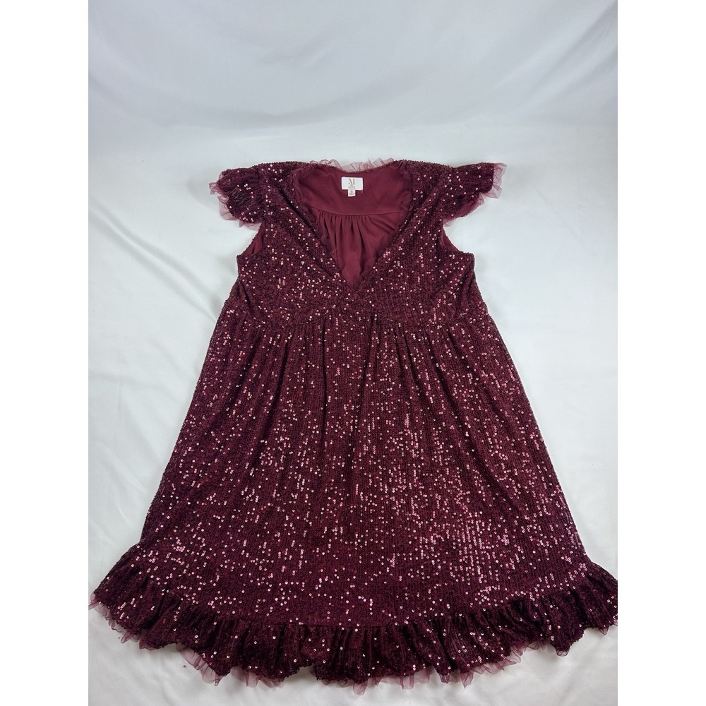 M by MNK Tulle Trimmed Sequin‎ Babydoll Swing Party Dress Women's S Uptown Girl